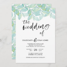 Greenery Watercolor Convite para Casamento de Verã