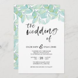 Greenery Watercolor Convite para Casamento de Verã