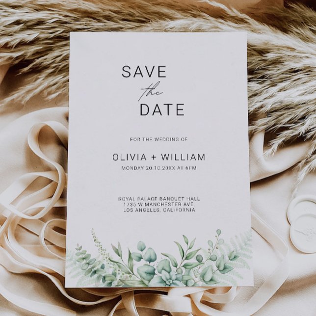 Greenery Wedding Salvar a Data Convite (Greenery Wedding Save the Date Invitation)