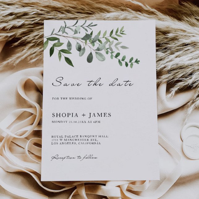 Greenery Wedding Salvar a Data Convite (Greenery Wedding Save the Date Invitation)