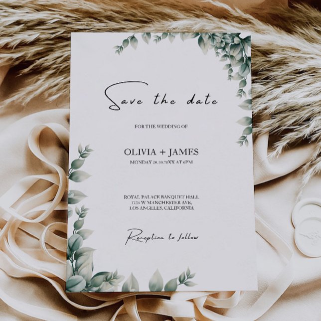 Greenery Wedding Salvar a Data Convite (Greenery Wedding Save the Date Invitation)