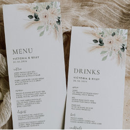 Greenery White Floral Wedding Menu VICTORIA