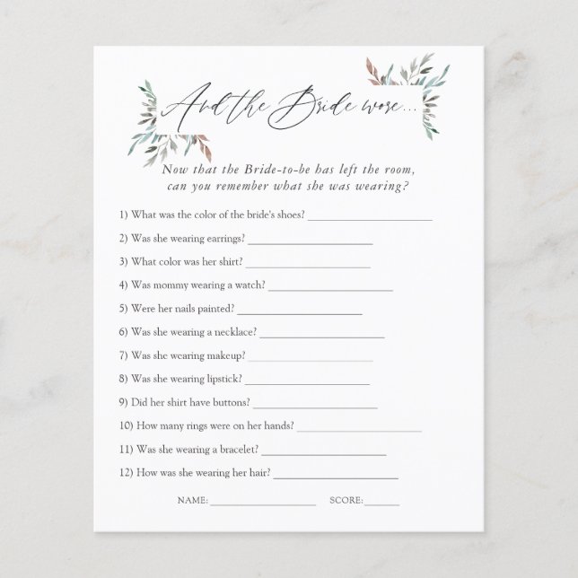 Greenery Winter Chá de panela Game (Frente)