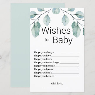 Greenery Wishes for Baby Shower Game