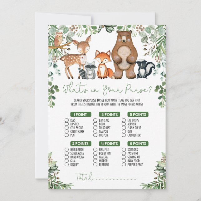 Greenery Woodland O que há no seu cartão de jogo (Frente)