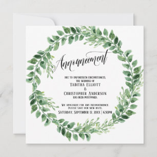 Greenery Wreath Adiou Anúncio de Casamento