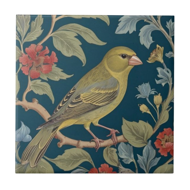 Greenfinch William Morris estilo R Green Finch Bir (Frente)