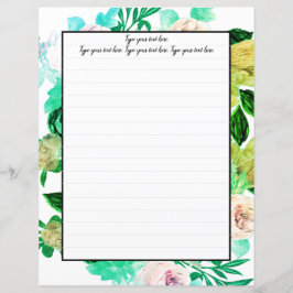 Greenie Magnolia Floral Papel de carta