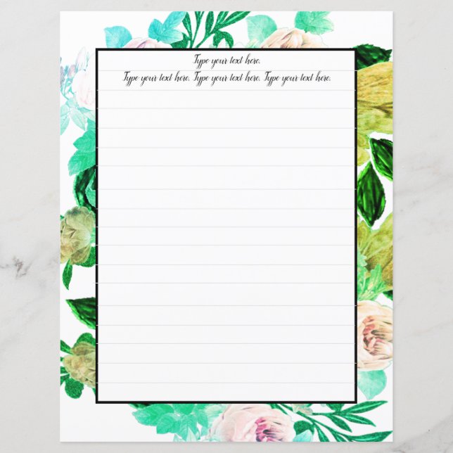 Greenie Magnolia Floral Papel de carta (Frente)
