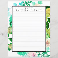 Greenie Magnolia Floral Papel de carta