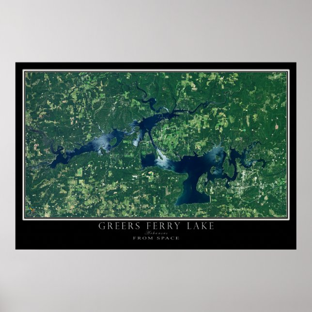 Greers Ferry Lake Arkansas - Mapa de Poster por Sa (Frente)
