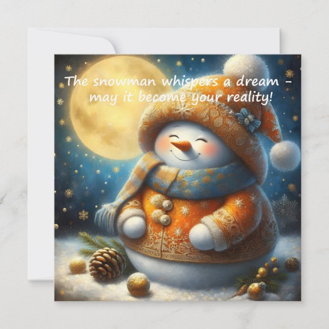Greeting card with a cute snowman (Frente)