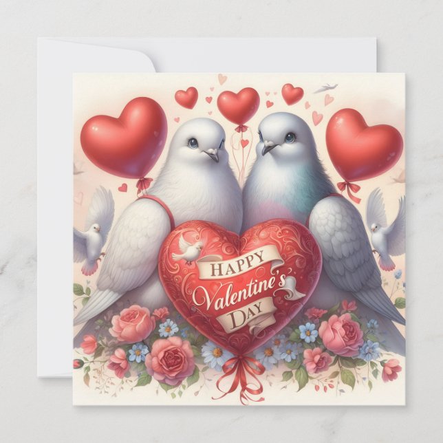 Greeting card with doves in love (Frente)