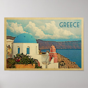 Grego de Santorini das viagens vintage do poster