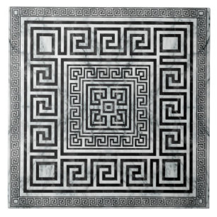 Grego Meander - Chave Grega - Mármore Negro e Bra
