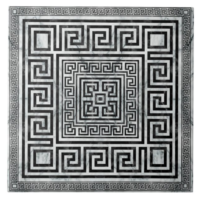 Grego Meander - Chave Grega - Mármore Negro e Bran (Frente)