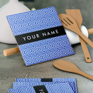 Grego Meander Key Blue, Seu Nome, Personalize