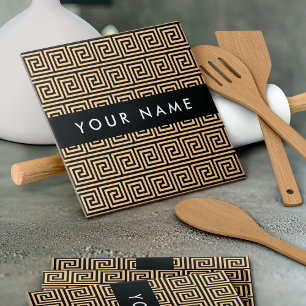 Grego Meander Key Brown, Seu Nome Personalizar