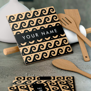 Grego Meander Key, Wave Key, Brown, Seu Nome