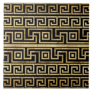 Grego-mosaico meandro-chave grega preto e Dourado