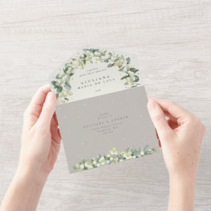 Greige/Cream Snowberry+Eucalyptus Casamento no inv