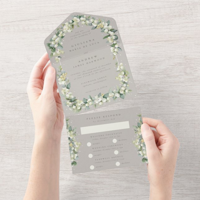 Greige Snowberry + Eucalyptus Wedding Multi Event (Tearaway)