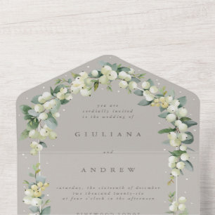 Greige/Taupe Snowberry+Eucalyptus Casamento no inv