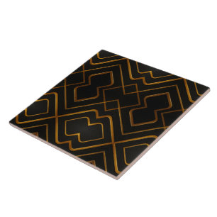 Grelha Deco Opulenta Preto Monocromo Ouro Líquido