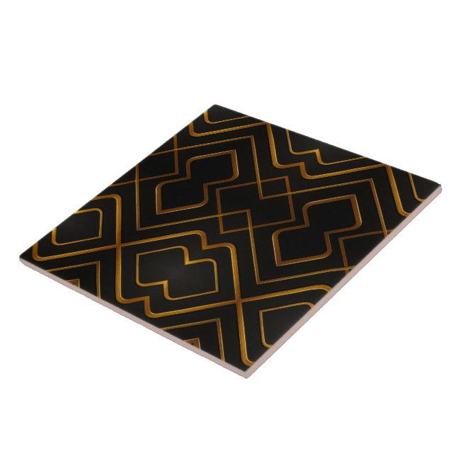 Grelha Deco Opulenta Preto Monocromo Ouro Líquido  (Lateral)