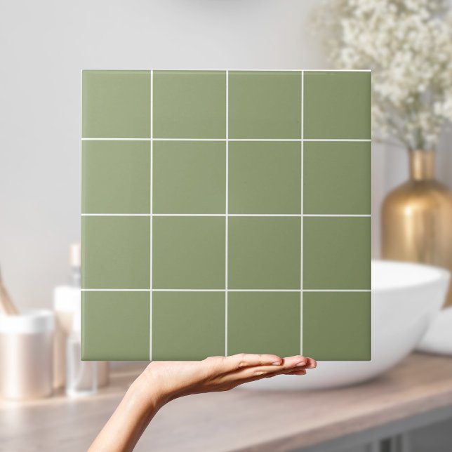 Grelha Geométrica Simples Moderna de Pré-Disquete  (Sage Green Preppy Modern Simple Geometric Grid Tile
)