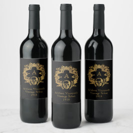 Grelha Gótica | Rótulo do vinho | Preto