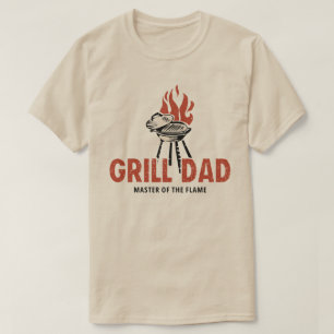 Grelhador Pai Mestre da Chama Camiseta BBQ Engraça