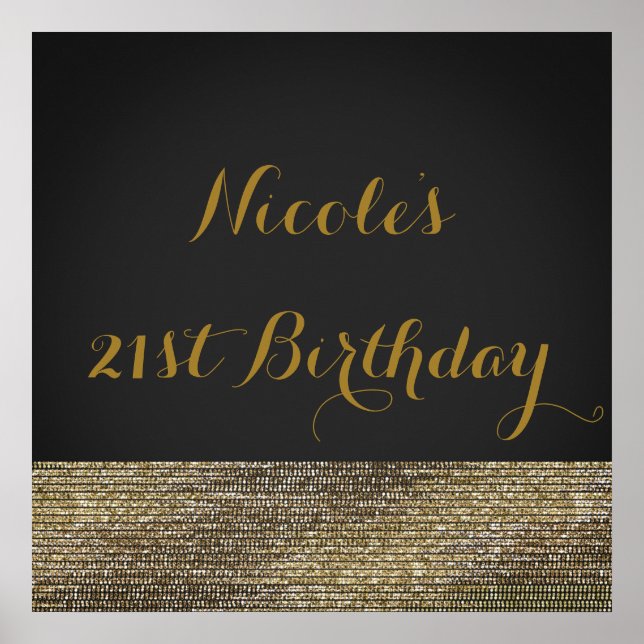 Grey & Gold Modern Glam Sequins Chic Poster Banner (Frente)