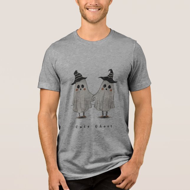 grey t shirt with hallowen design (Frente)