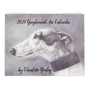 Greyhound 2021 Calendário de Arte de Cães