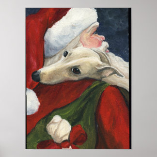 Greyhound e Santa Claus Dog Art Impressão