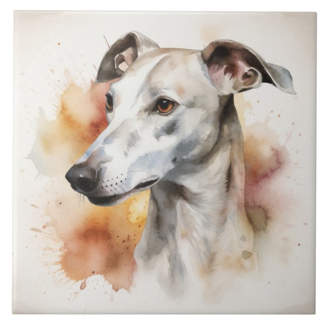 Greyhound Gracioso, Cachorro, Pet, Aquarela (Frente)