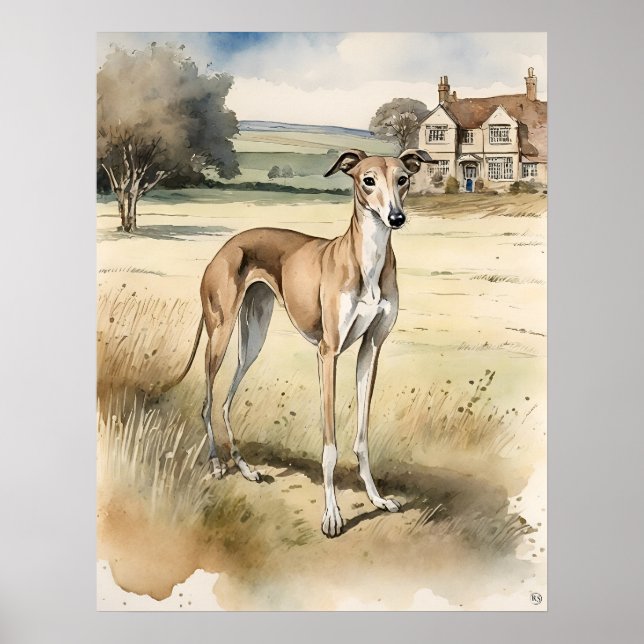 Greyhound - Impressão de Arte Canina (Frente)