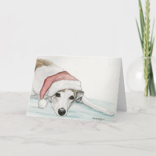 "Greyhound in Santa Hat" Cartão de Natal de Arte C