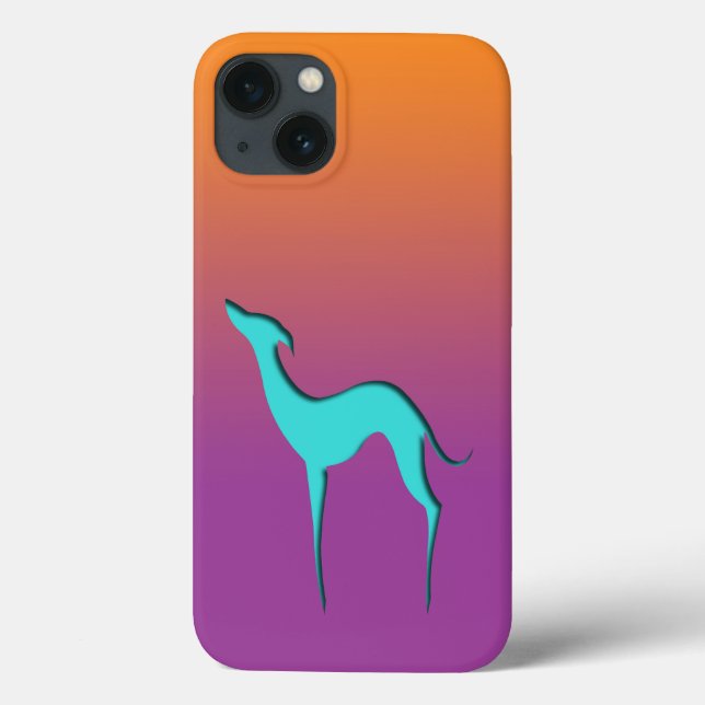 Greyhound Whippet dog azul laranja abdome (Verso)