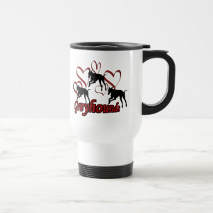 Greyhounds Hearts Dog Lover Caneca de viagem
