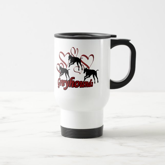 Greyhounds Hearts Dog Lover Caneca de viagem (Direita)