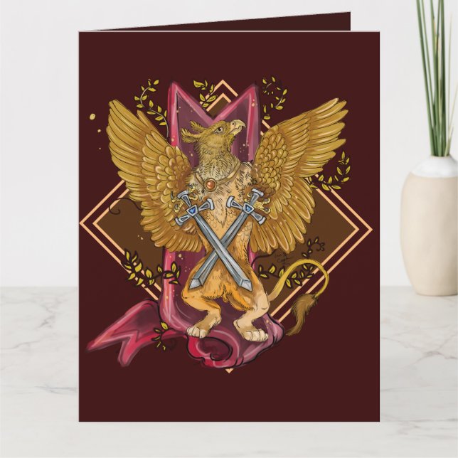 Griffin Místico com Cartão de Aniversário de Espad (Frente)