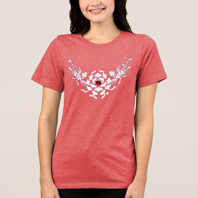 GRIFFOS BRANCOS E FLORES COM GEMA RUBI ROSA (Frente)