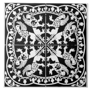 Grifo de serpente medieval besta preto e branco an