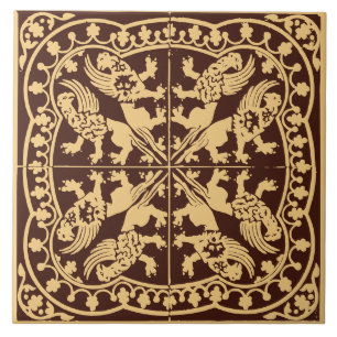 Grifo de Serpente Medieval Marrom Dourado Vintage
