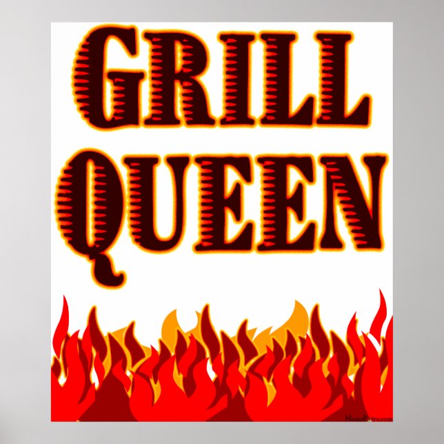 Grill Queen Red Flames CHURRASCO Art Poster (Frente)