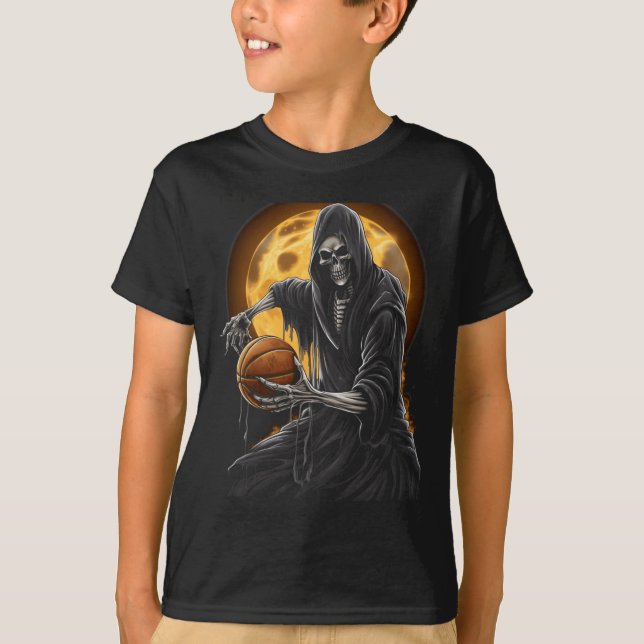 Grim Reaper Jogando Camisetas gráficas de basquete (Frente)