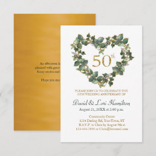 Grinalda de coração de aquarela para bodas de 50 a