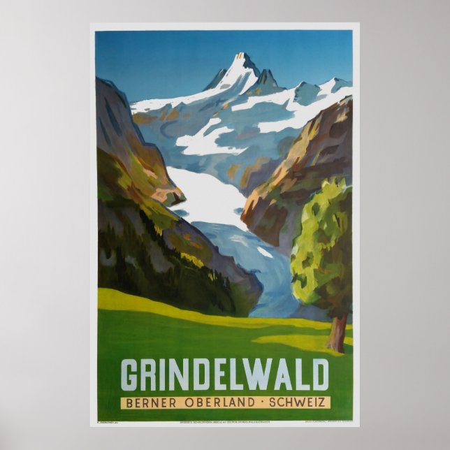 Grindelwald,Berner Oberland, Schweiz, Ski Poster (Frente)
